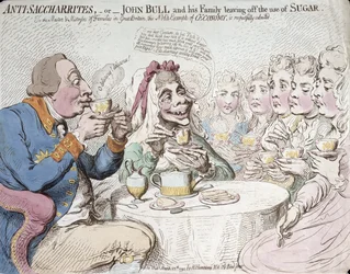 Anti-Saccharites, or John Bull and his Family leaving off the use of Sugar, published by Hannah Humphrey in 1792